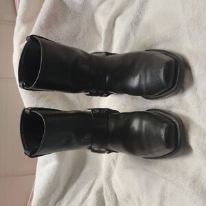 Frye women's harness boots, black leather